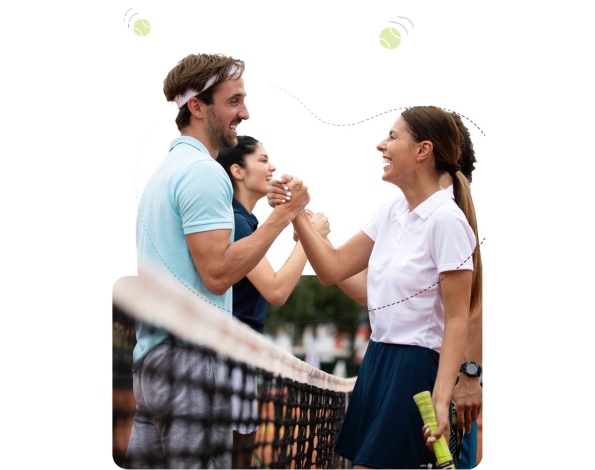 Tennis players shaking hands after a friendly match