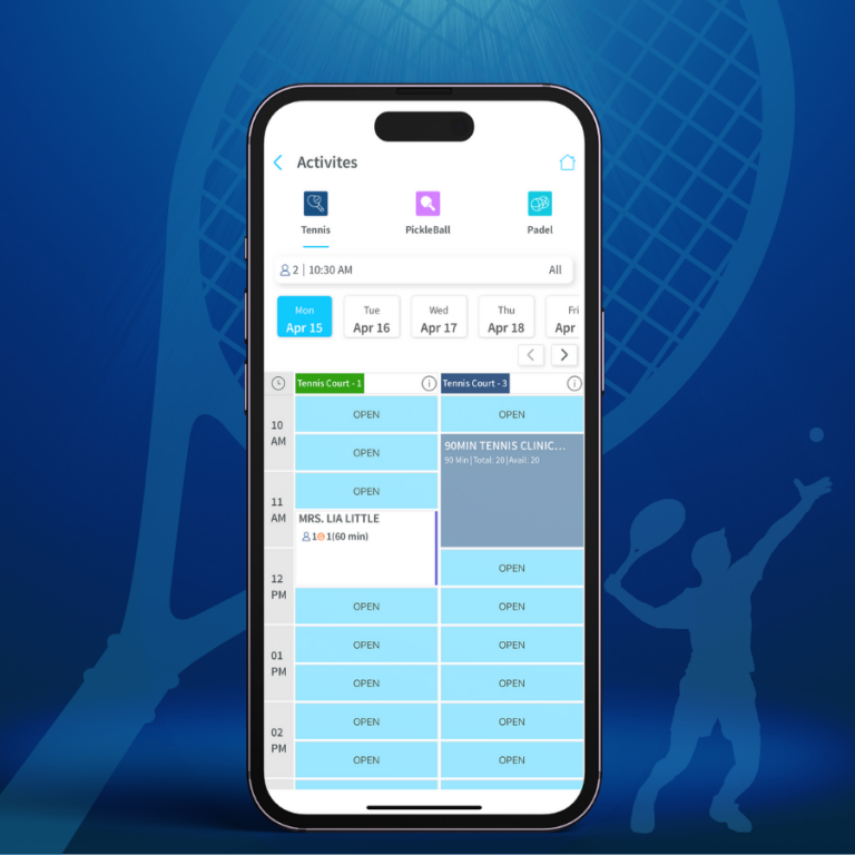 Tennis Court Booking Screen